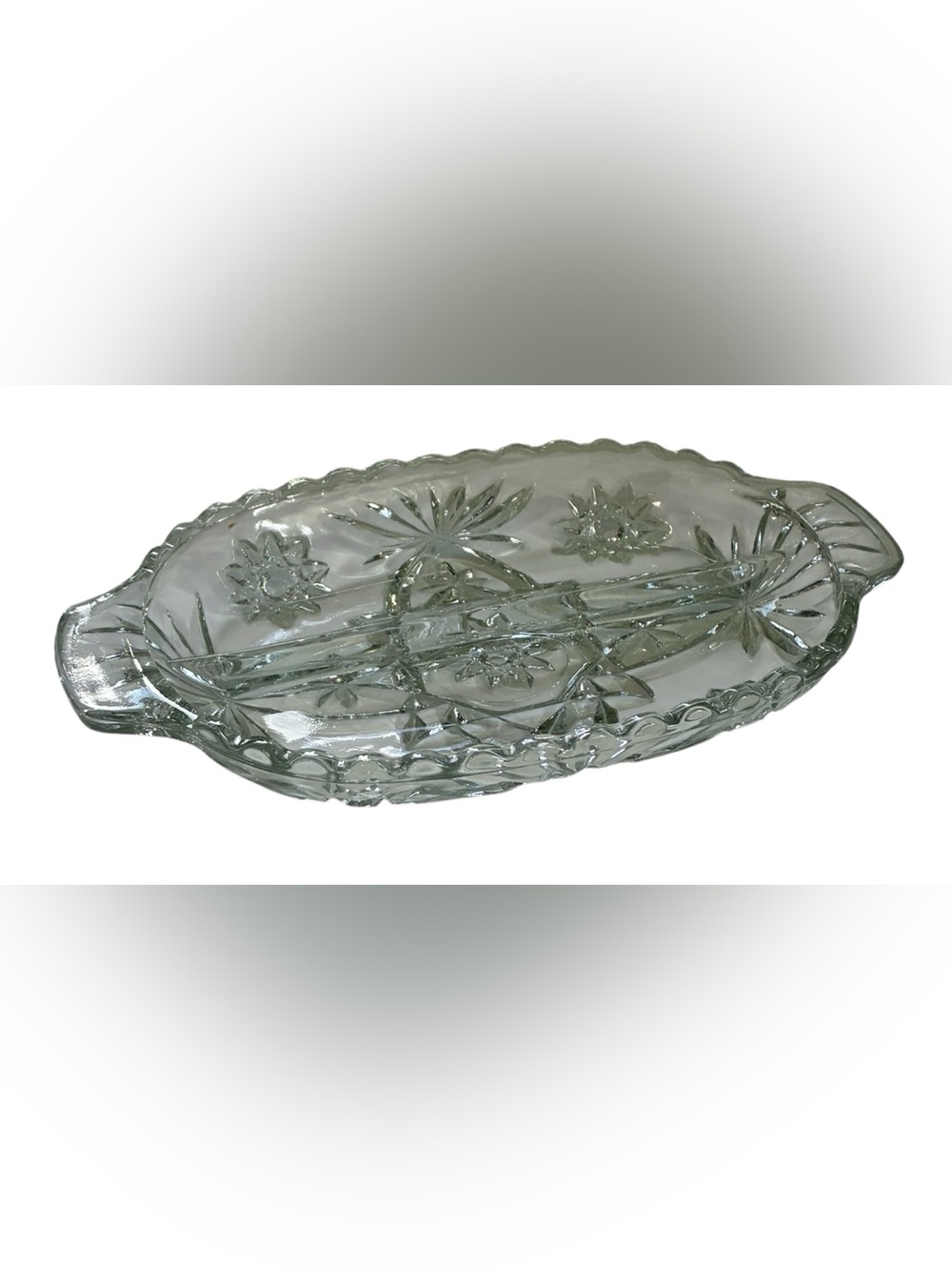 VINTAGE DIVIDED GLASS SERVING DISH